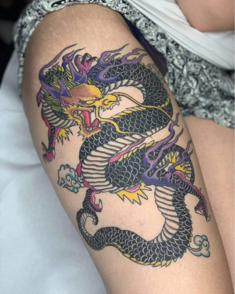 Colourful Roaring Dragon Tattoo Style For The Vibrant People