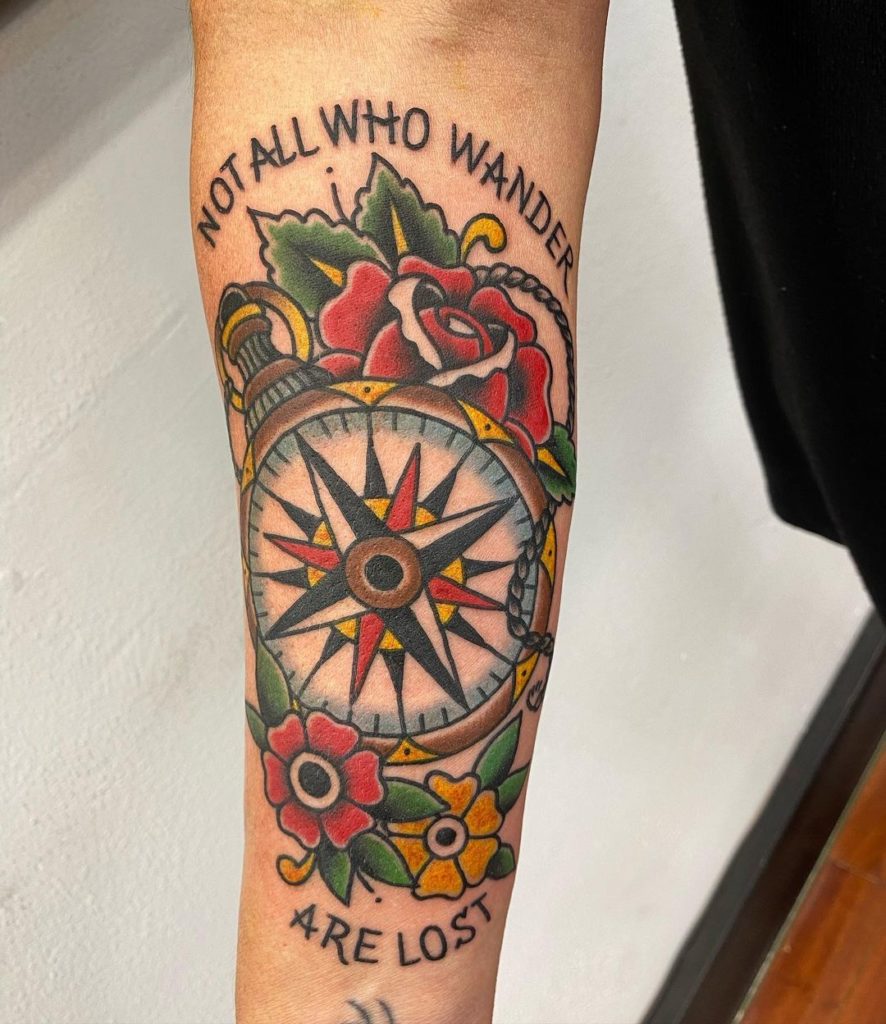 Compass And Rose Tattoo Of Spirituality