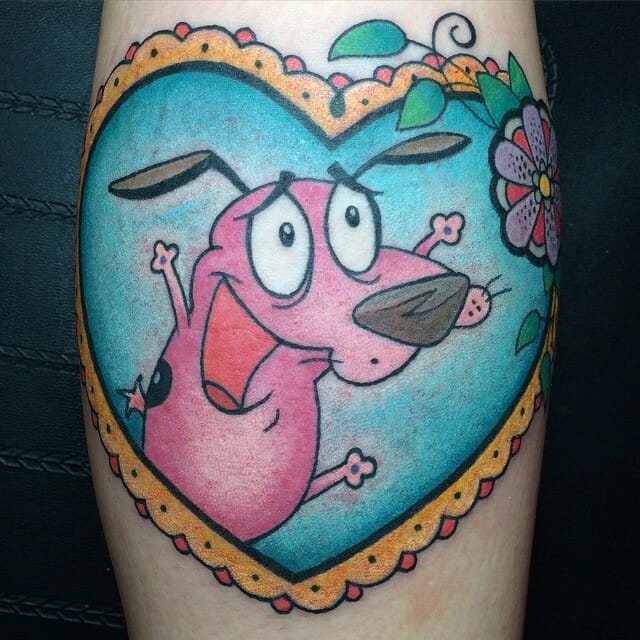 Courage The Cowardly Dog Traditional Framed Tattoo