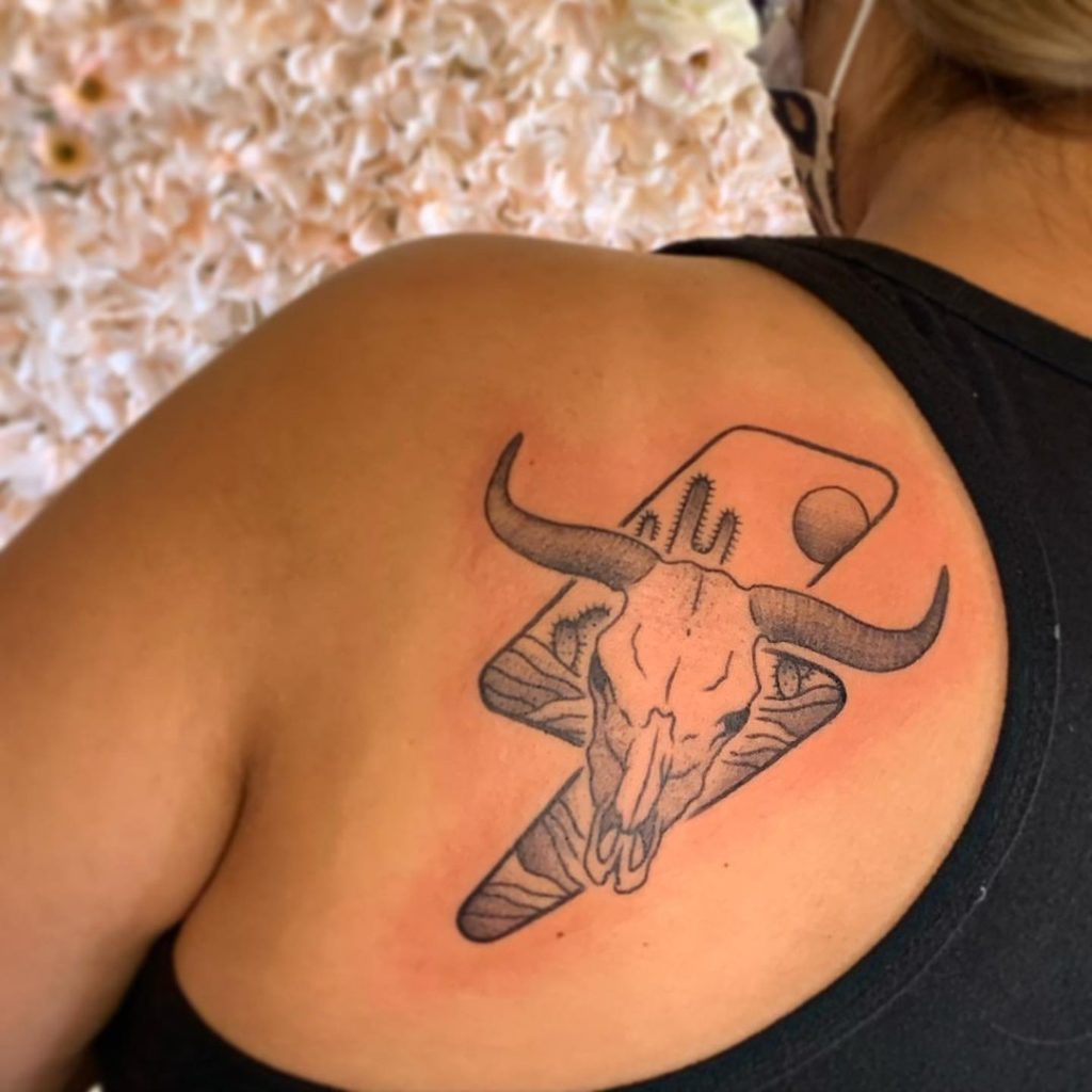 Cow Skull Tattoo For Your Shoulder