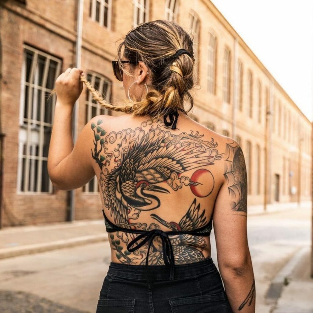 Crane Tattoo on Back