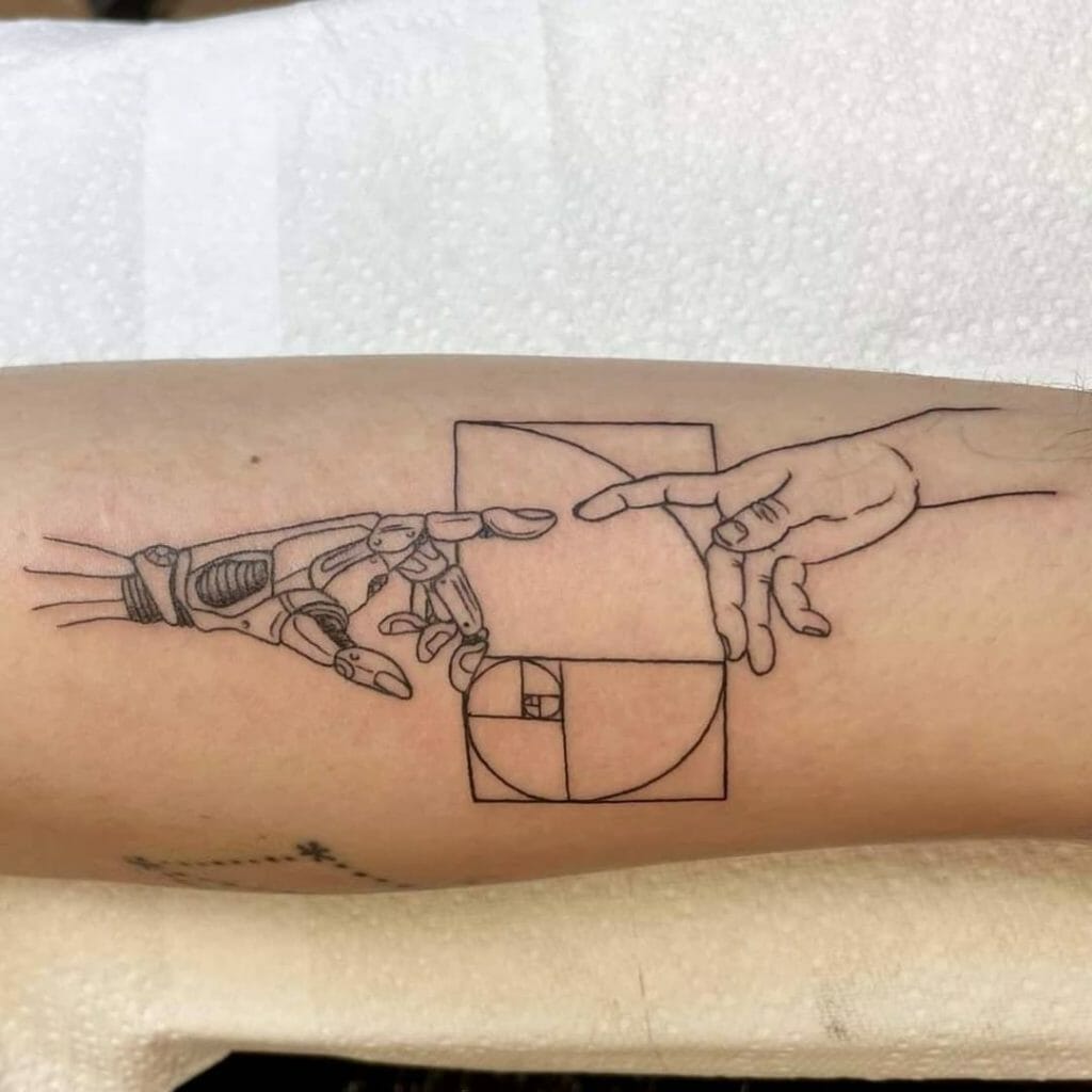 Creation Of Adam Robot Hand Tattoo