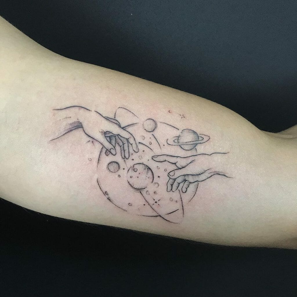 Creation Of Adam With Universe Tattoo