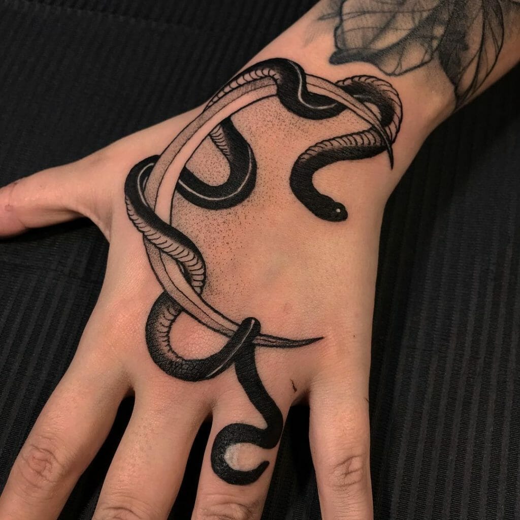 Crescent Moon Tattoos With Serpents