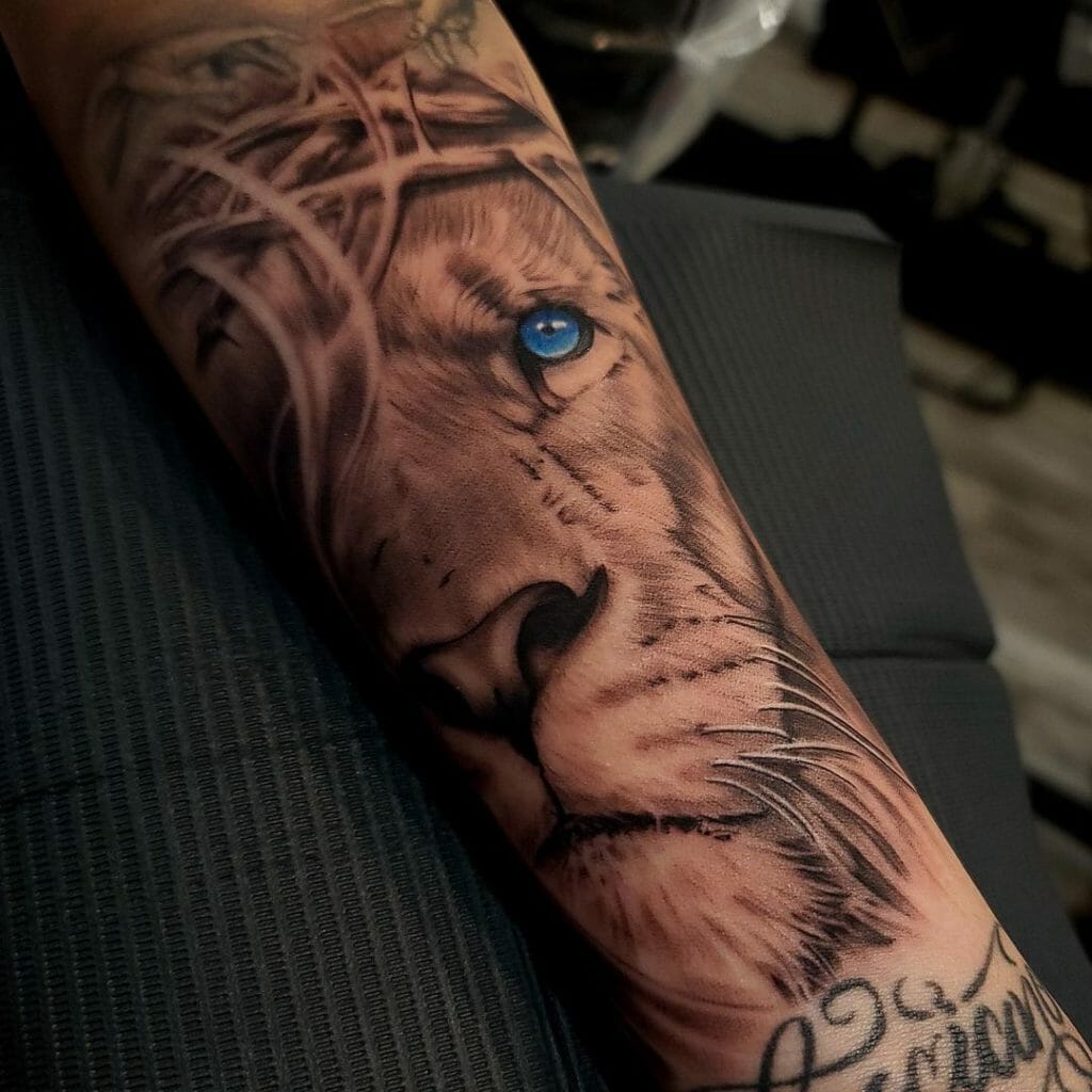 Crown Of Thorns Tattoo Of A Lion