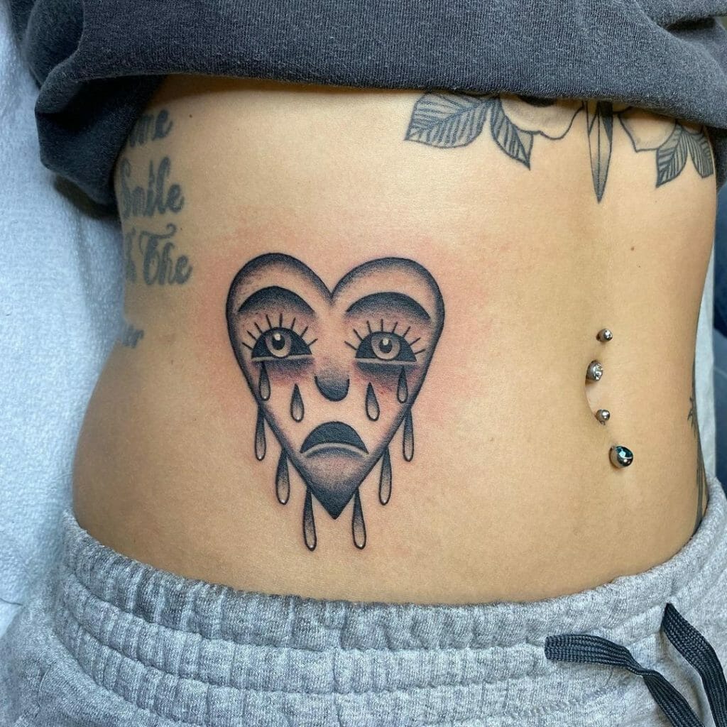 Crying Heart Tattoo Designs For Your Lower Abdomen