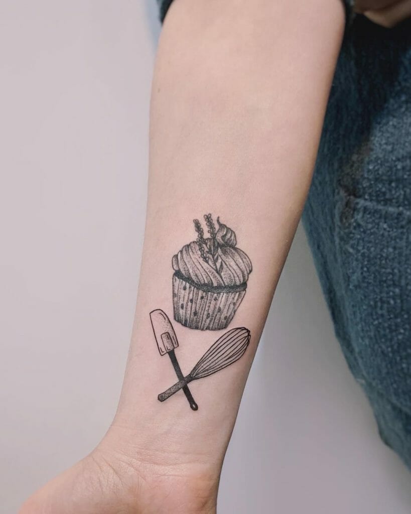 Cupcake Tattoo With Kitchen Tools