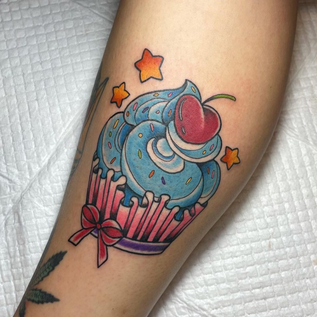 Cupcake With Cherry Tattoo Designs