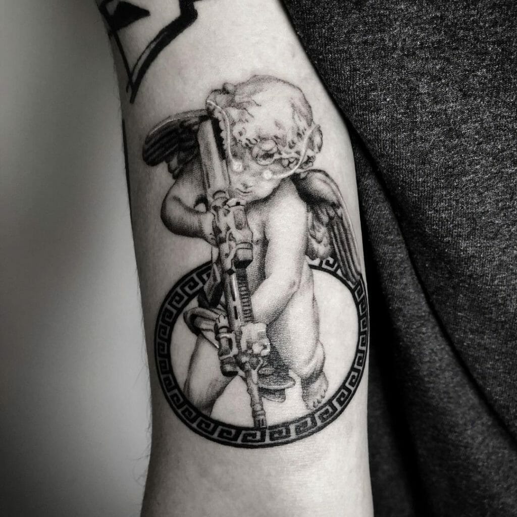 Cupid With A Gun Tattoos