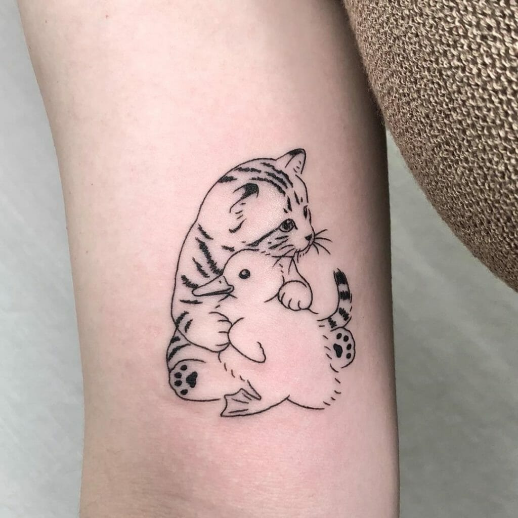 Cute Duck Tattoo For Cat Lovers