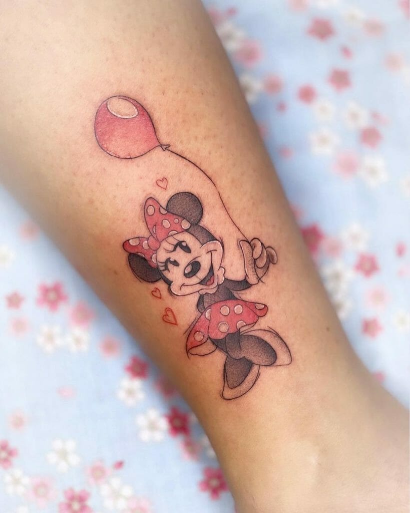 Cute Minnie Mouse Themed Tattoo Design For People Who Love Cute Things