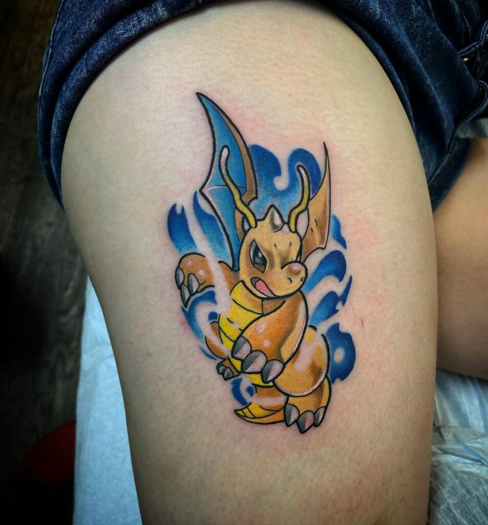 Cute Yellow Dragon Tattoo