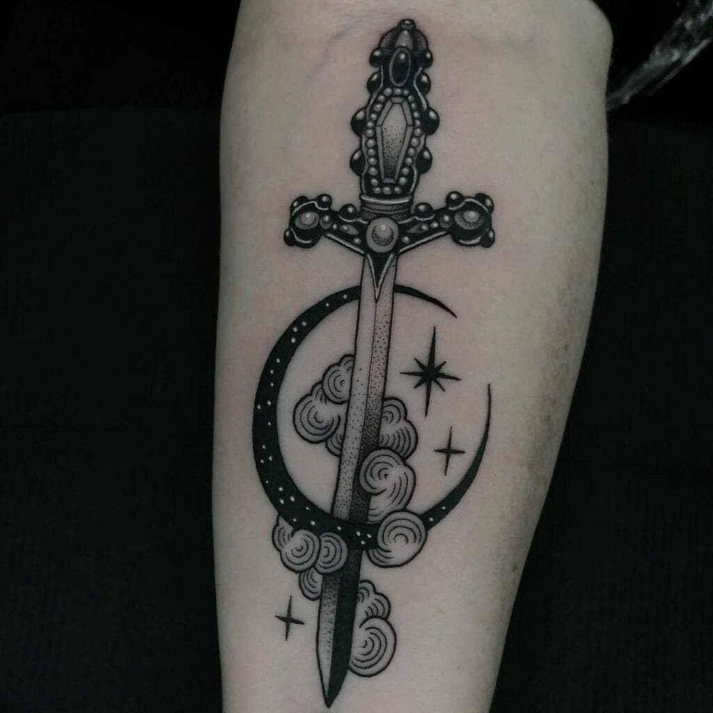 Dagger And Black Cloud Tattoo