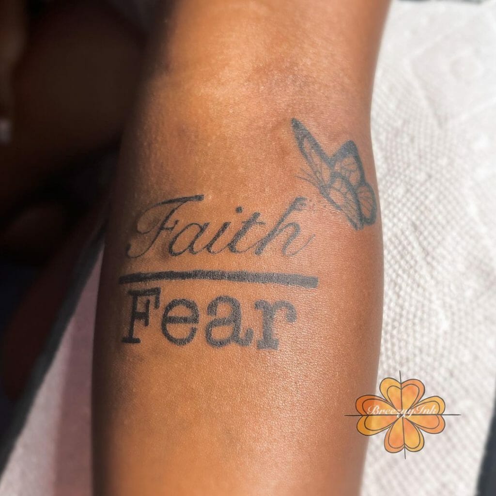 Dainty Faith Over Fear Tattoos