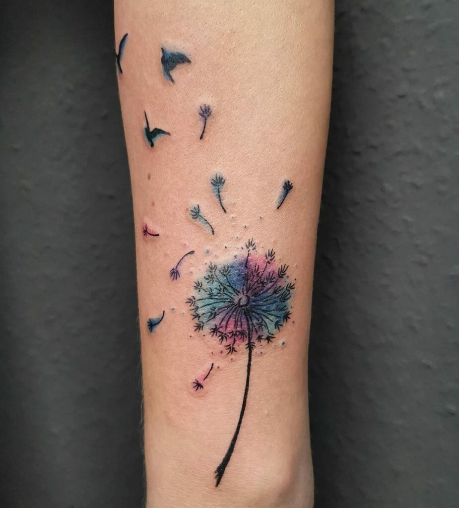 Dandelion Tattoo With Birds