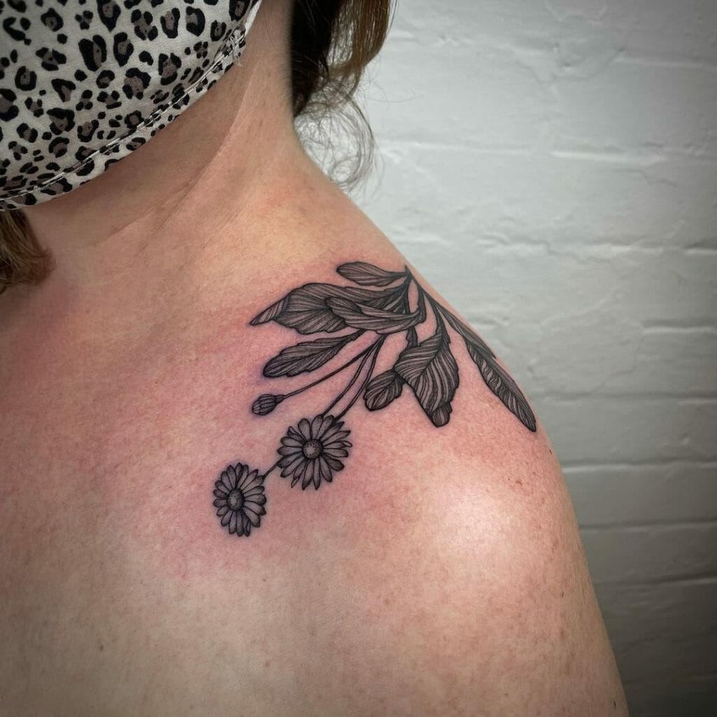 Dark Flower Shoulder Tattoo