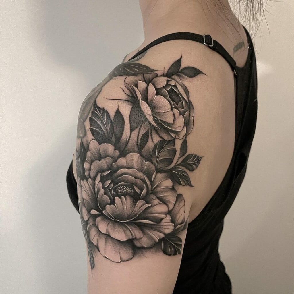 Dark Flower Sleeve Tattoos