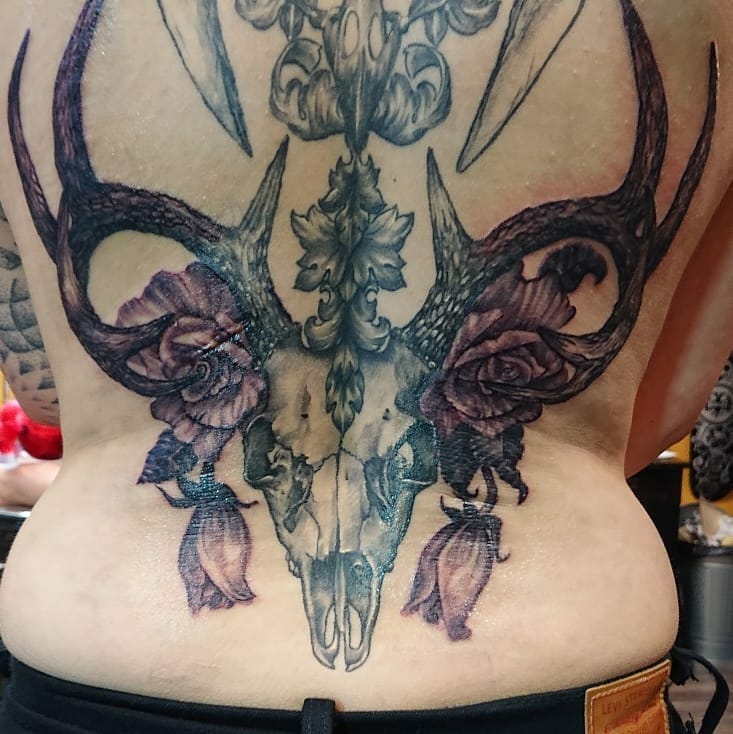 Dead Rose Tattoo Design With Satanic Motif