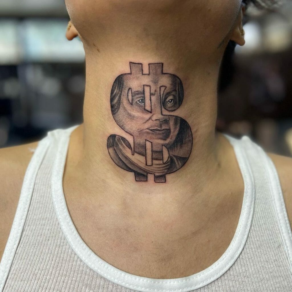 Dollar Sign Neck Tattoo Design For The Showoffs