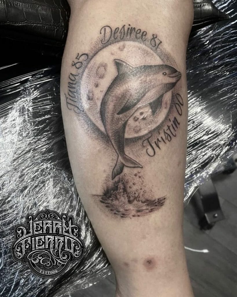 Dolphin with Names Tattoo