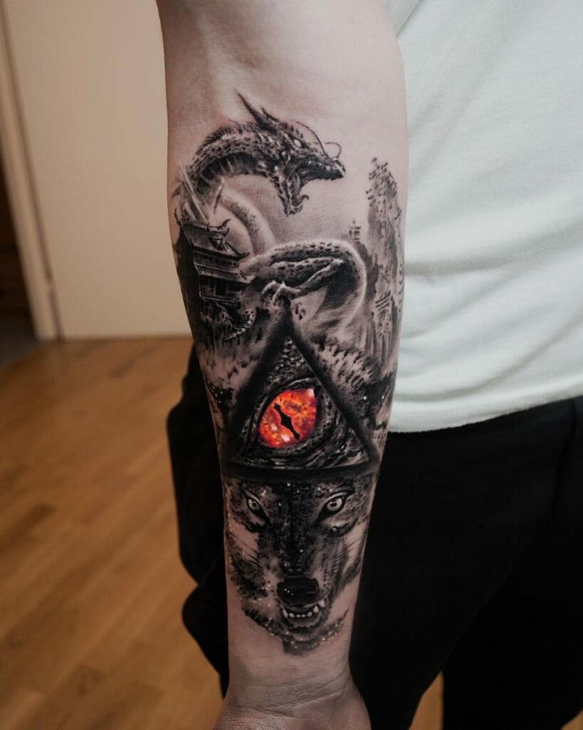 Dragon Eye Half Sleeve Tattoos For Men