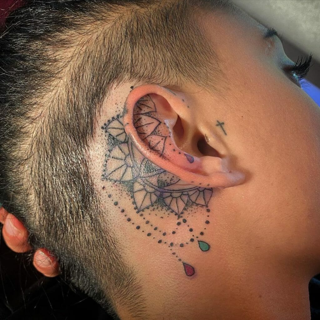 Ear Tattoos With Mandala