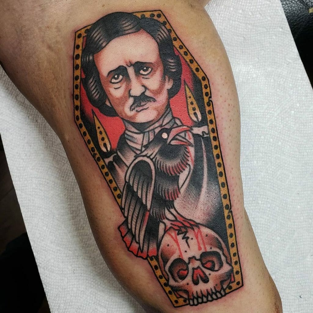 Edgar Allan Poe Traditional Tattoo