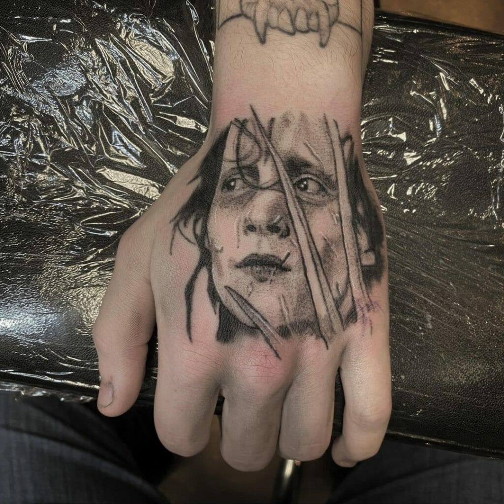 Edward Scissorhands Hand Tattoo Design