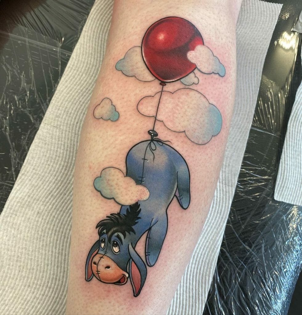Eeyore With The Red Balloon Tattoo