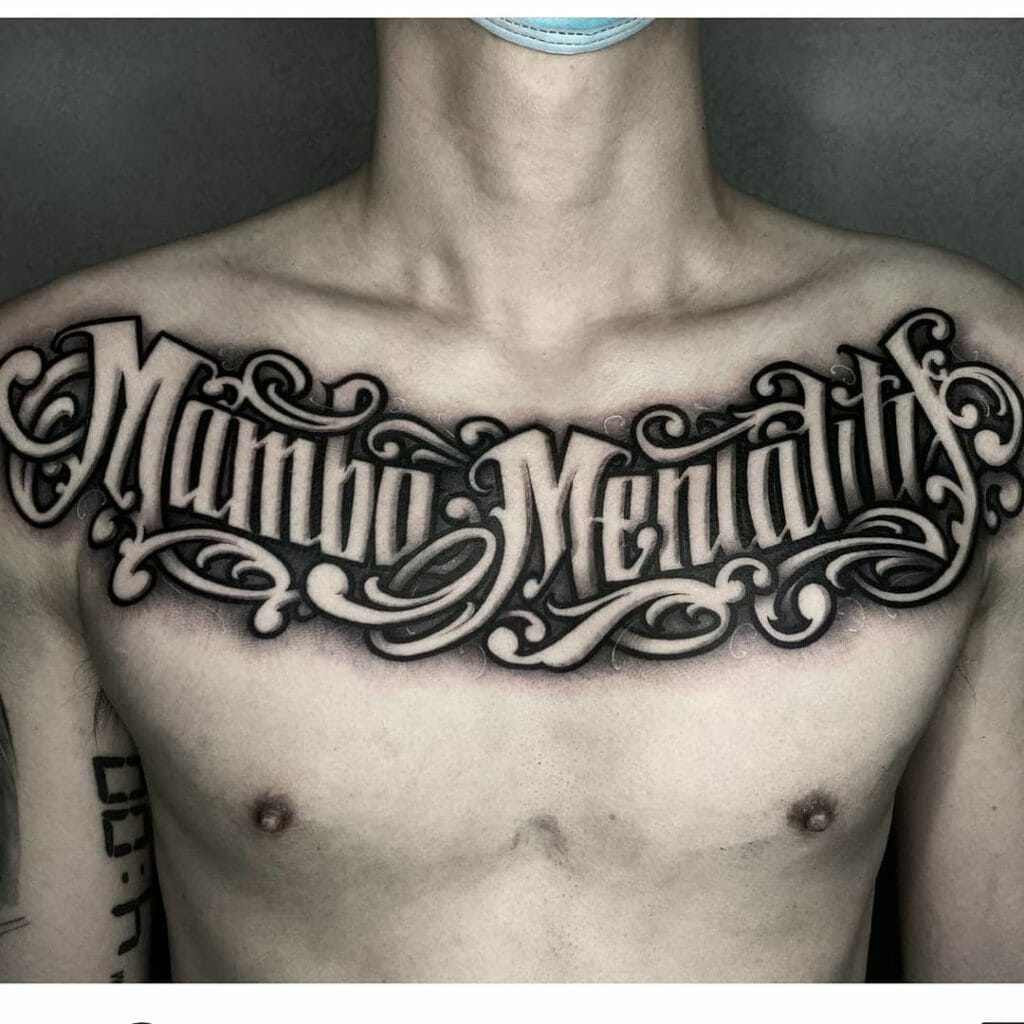 Elaborate Cursive Tattoo Designs For Your Chest