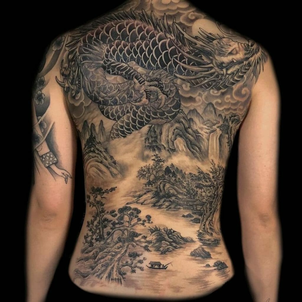 Elaborate Dragon Back Tattoo Ideas For Men