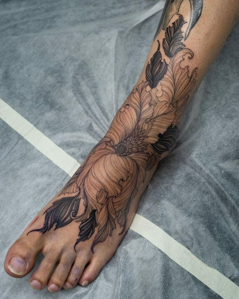 Elaborate Floral Foot Tattoo