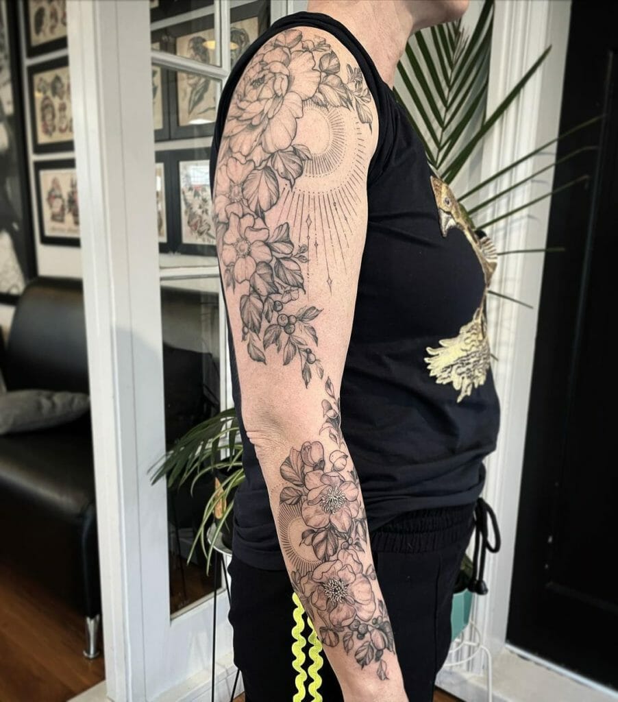 Enigmatic Floral Sleeve Tattoos