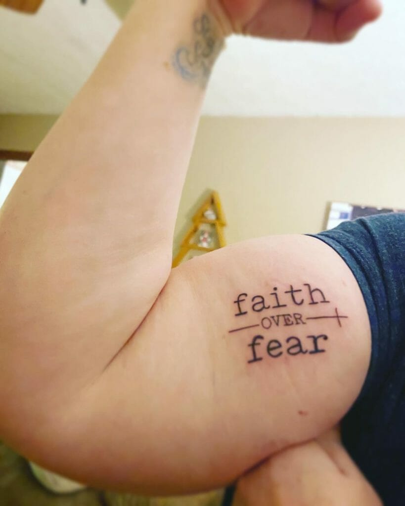 Faith Over Fear Tattoo With A Cross