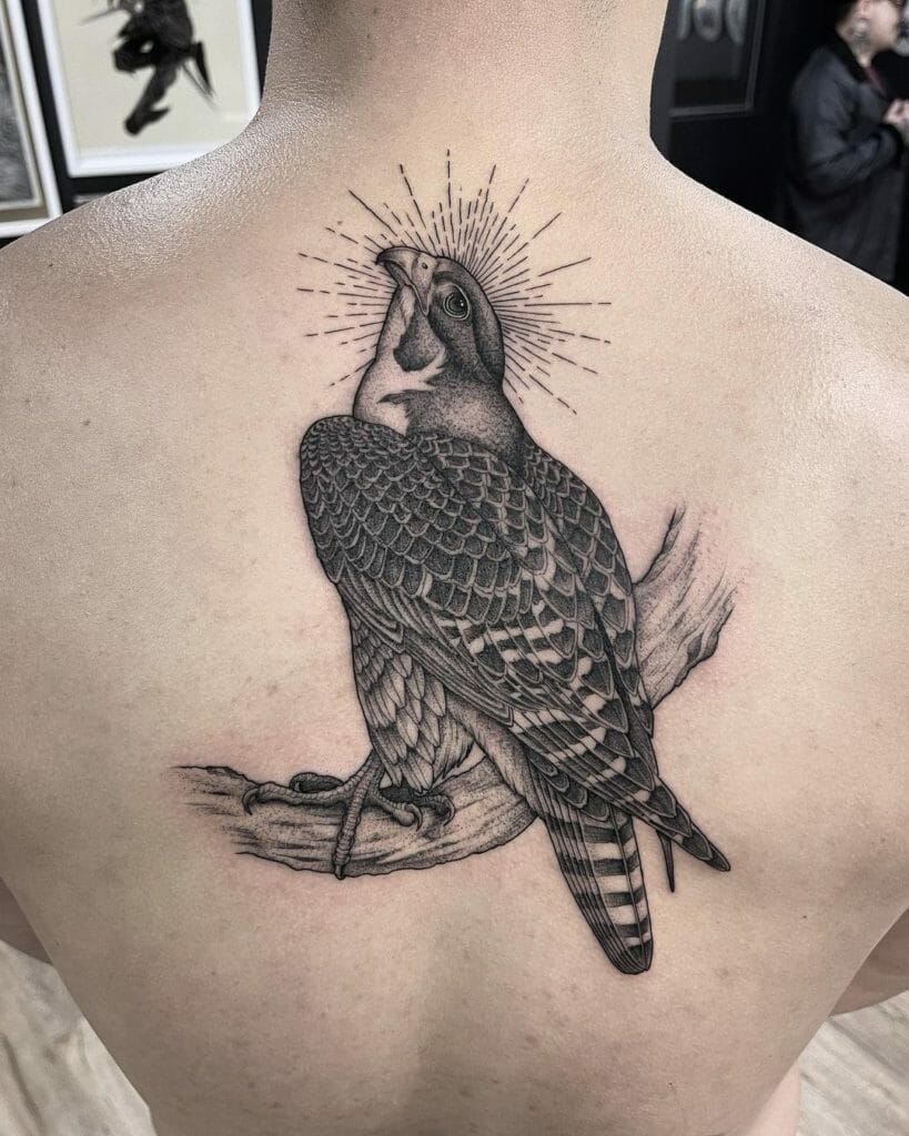 Falcon Tattoo With Halo