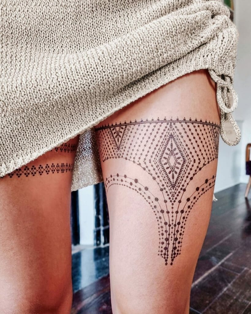 Fine Lace Garter Tattoo Designs