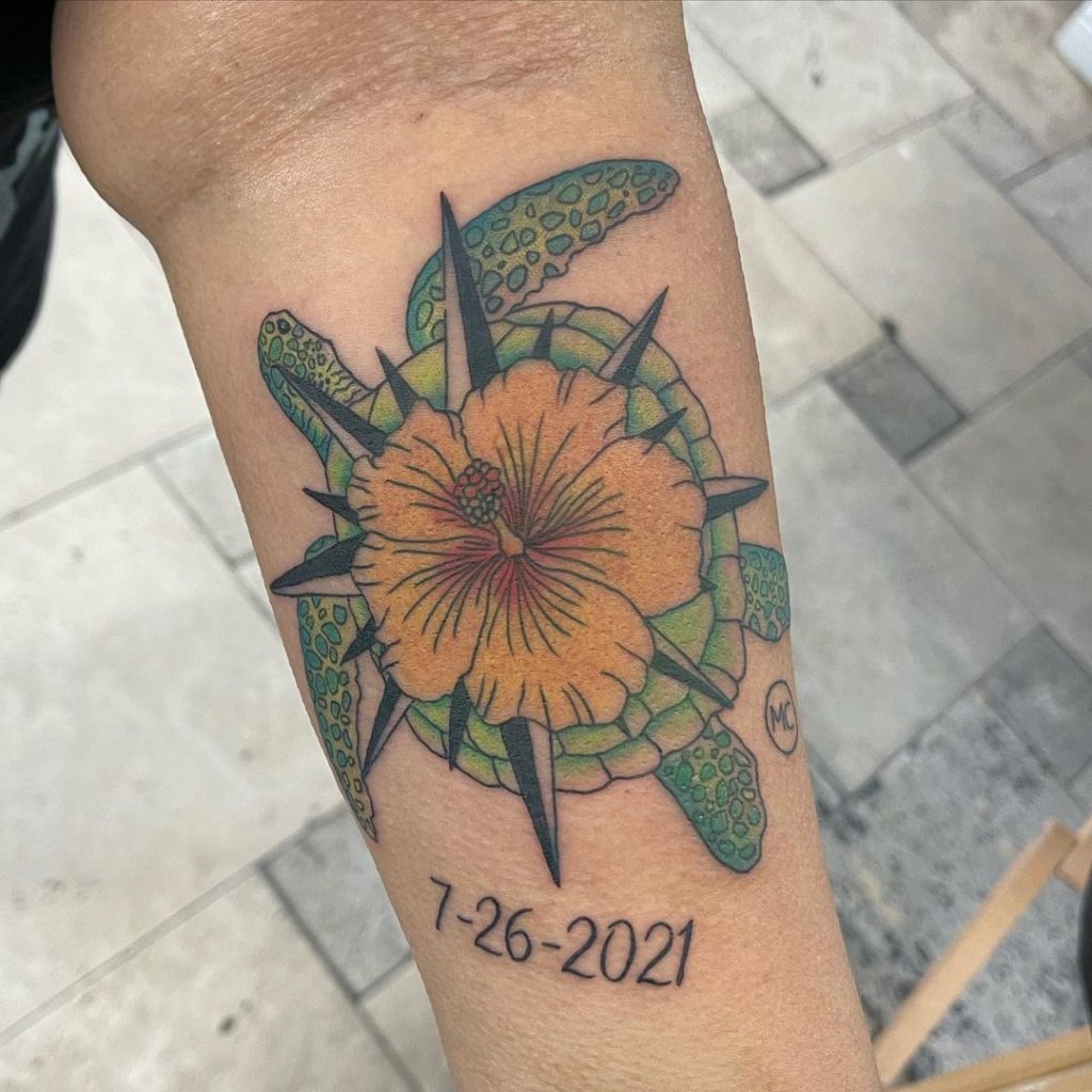 Floral Compass Tattoos With Important Dates