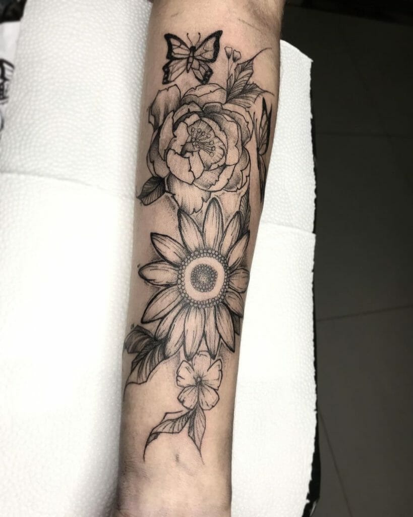 Floral Dark Art Sleeve Tattoo