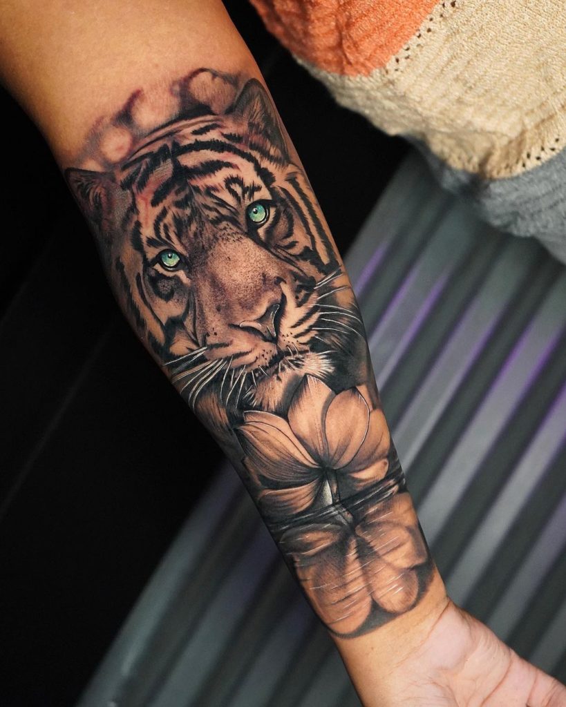 Floral Tiger Tattoo