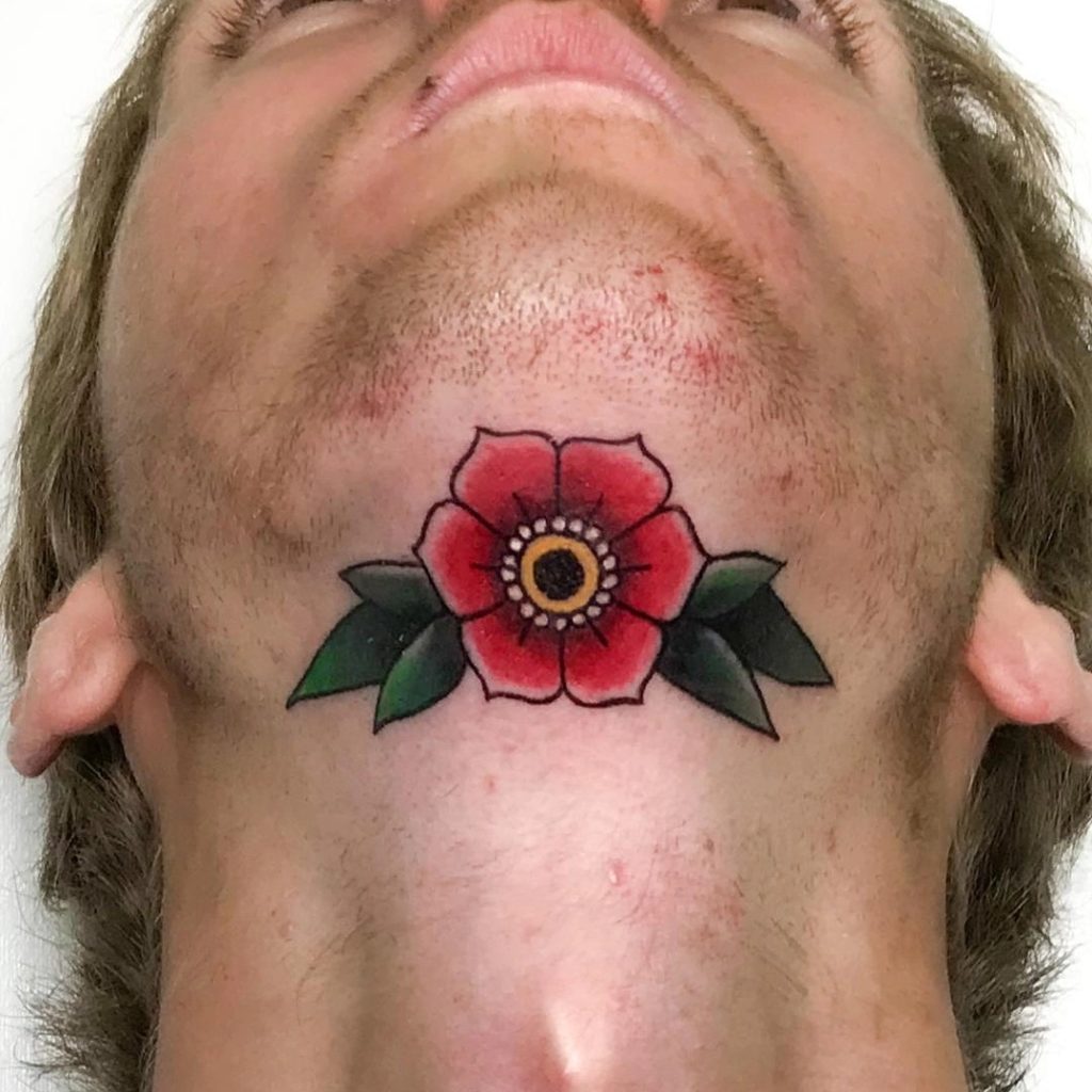 Flower Chin Tattoo