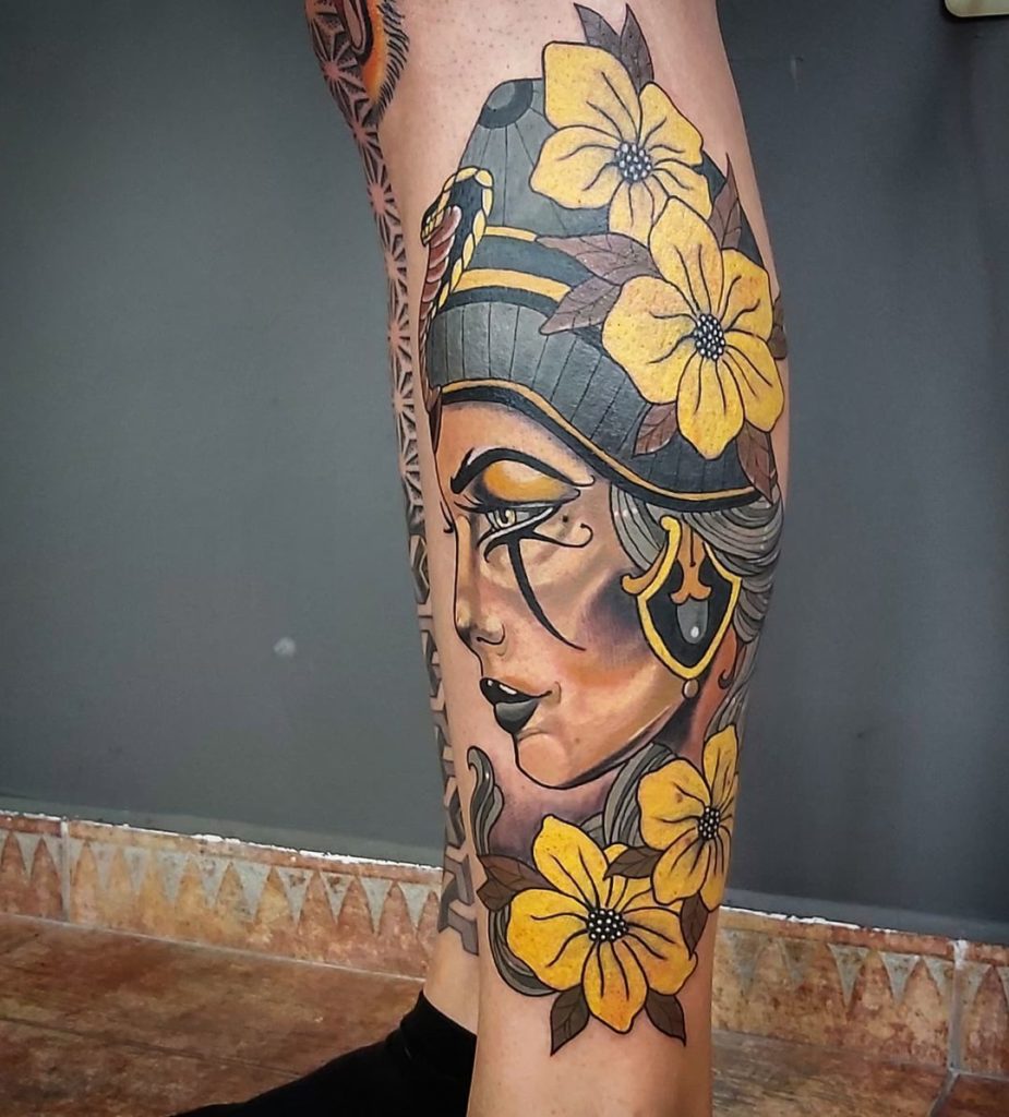 Flower Clad Cleopatra Tattoo
