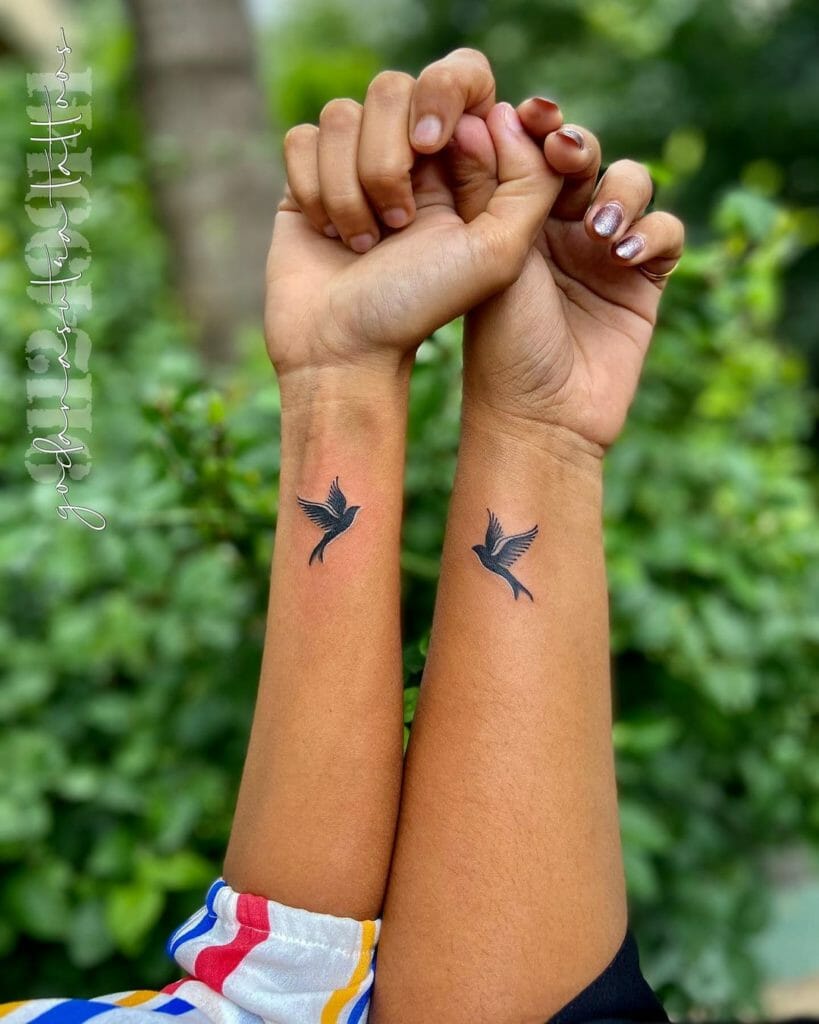 Fly Bird Couple Tattoo
