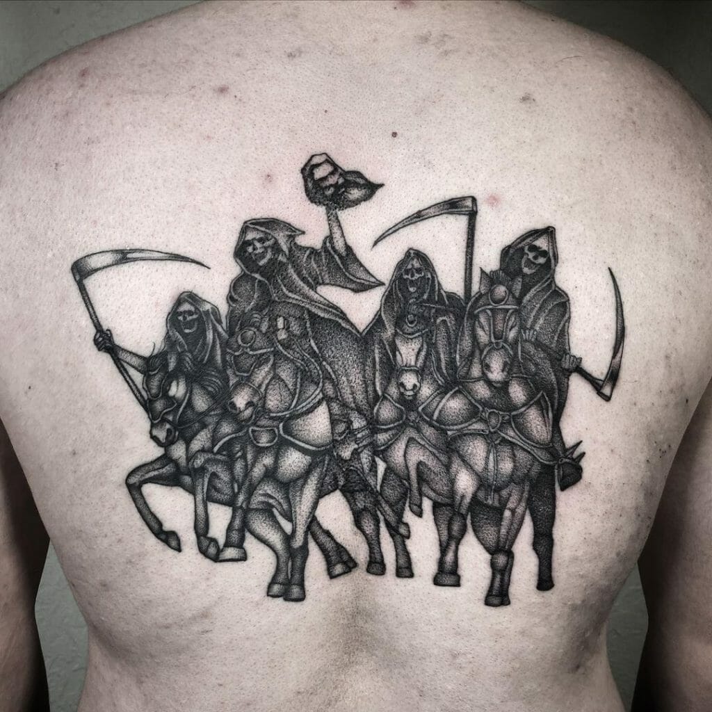Four Horsemen Tattoo On Back