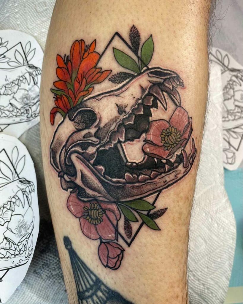 Gorgeous Coyote Skull Tattoo Idea Representing Life And Death