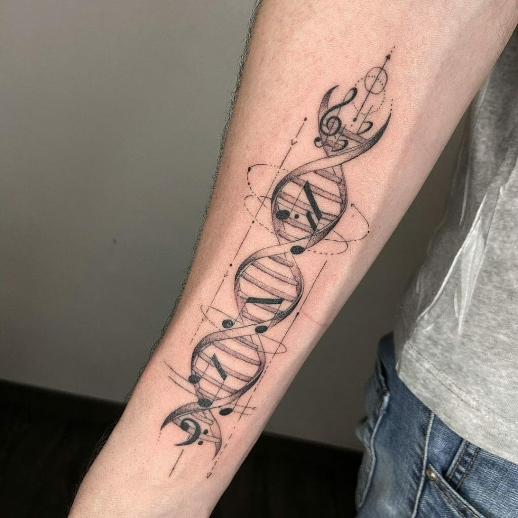 Gorgeous DNA Tattoo Design For Music Lovers