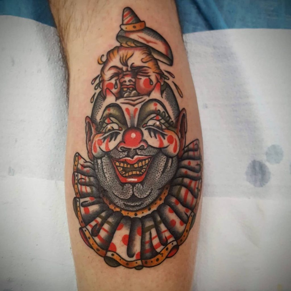 Happy Clown Tattoo With Weird Design