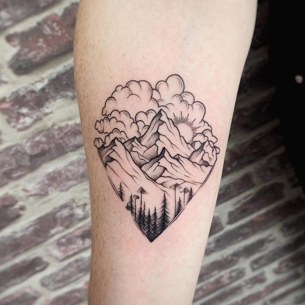 Heart-Shaped Cloud Tattoo Design