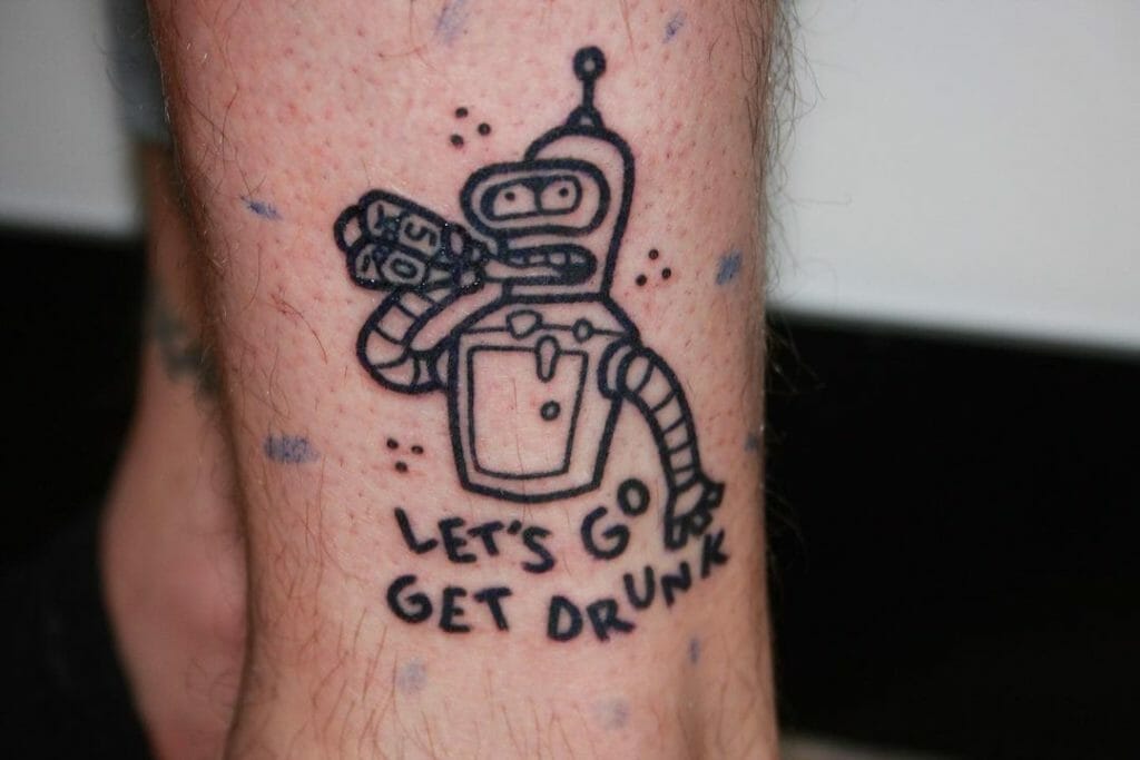 Hilarious Bender Tattoo Designs For Men