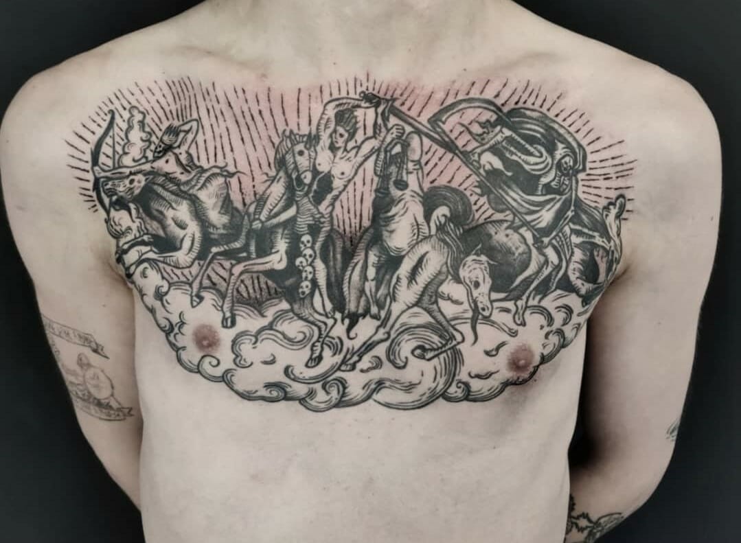 four horsemen of the apocalypse tattoo by Francisco Sanchez  Tattoos