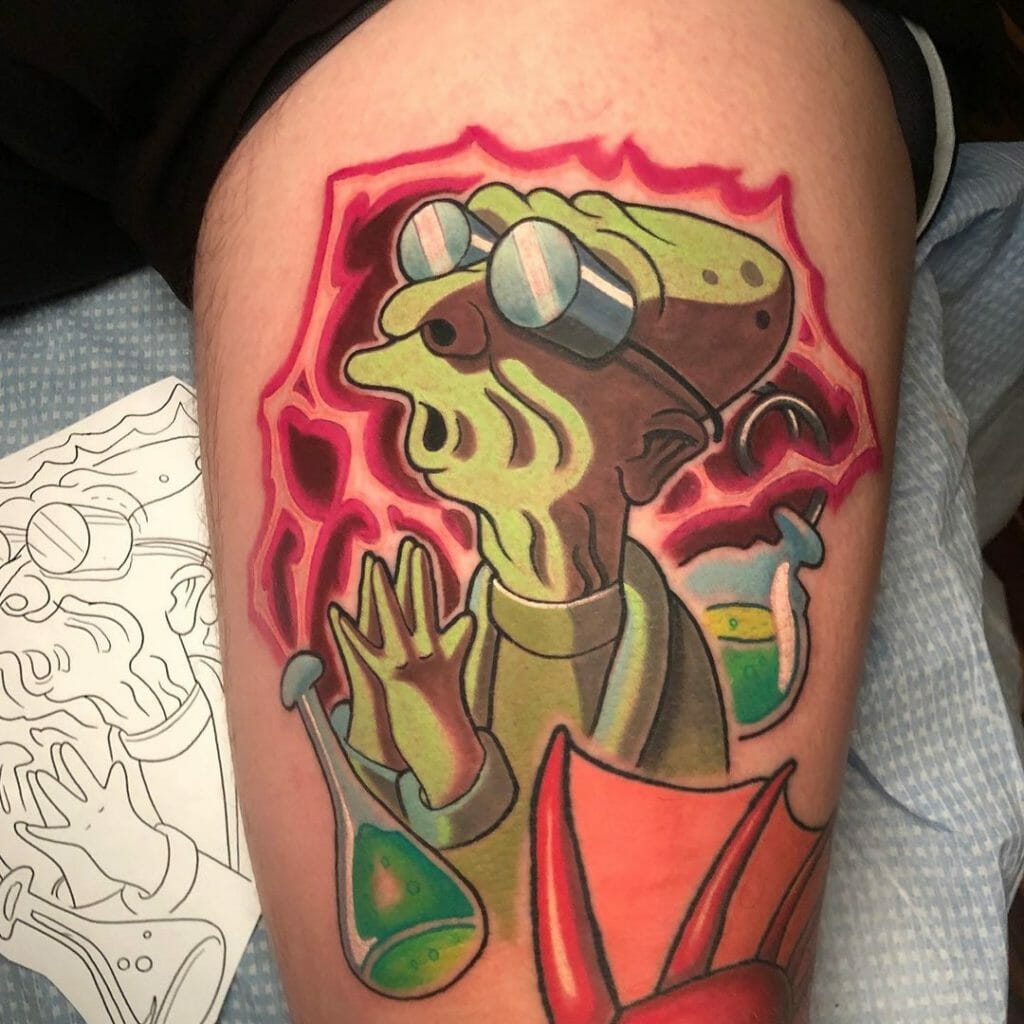 Incredibly Detailed Professor Farnsworth Tattoo Ideas